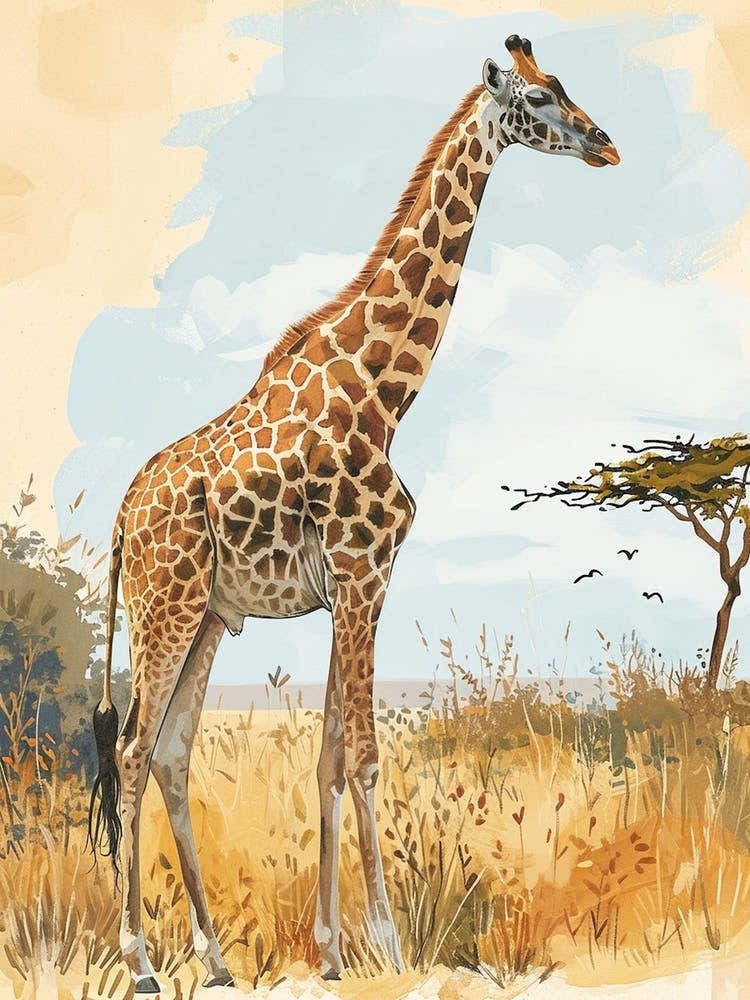 Storybook Style Illustration Of A Giraffe 3