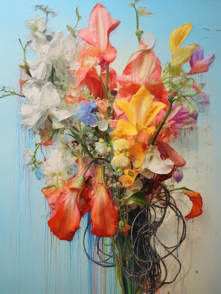 Abstract Flower Painting Aconitum 1