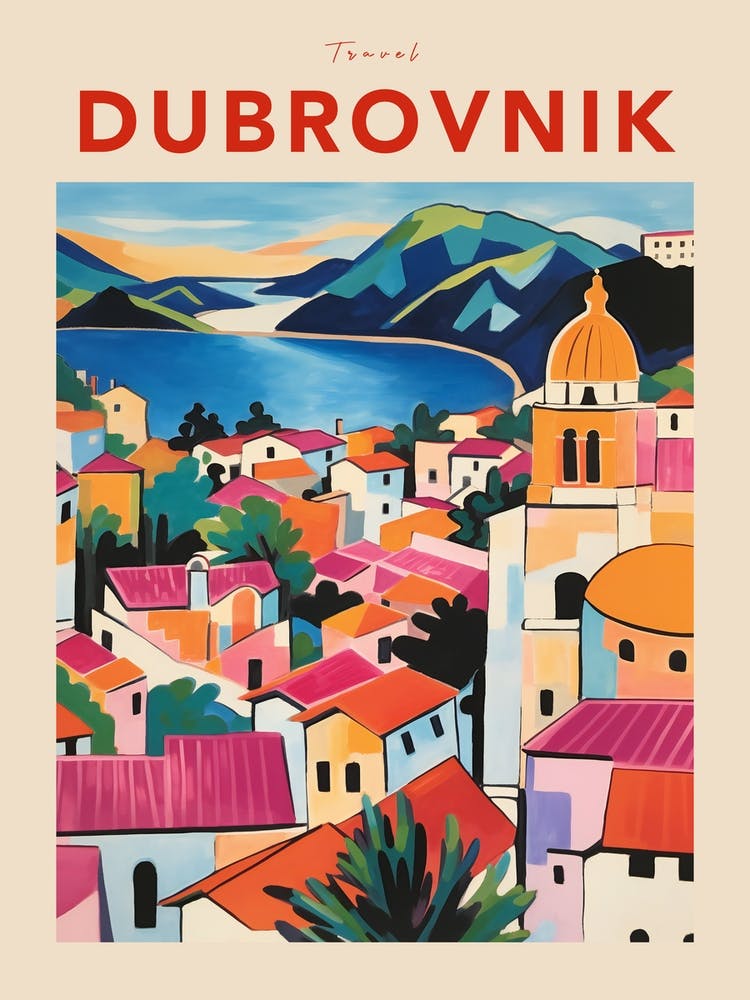 Dubrovnik Croatia 2 Fauvist Travel Poster