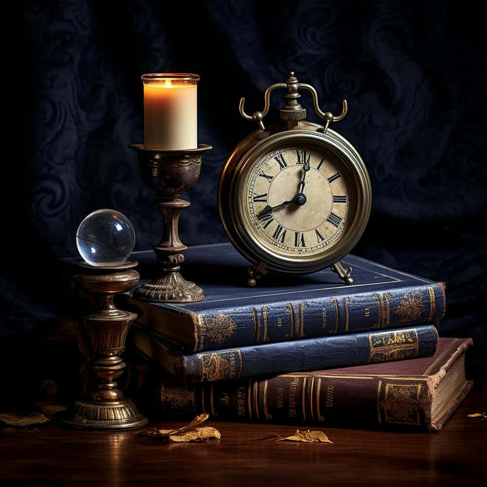 Old Books And Clock