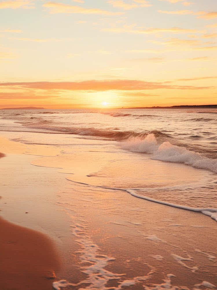 Beadnell Bay Beach Northumberland At Sunset 4