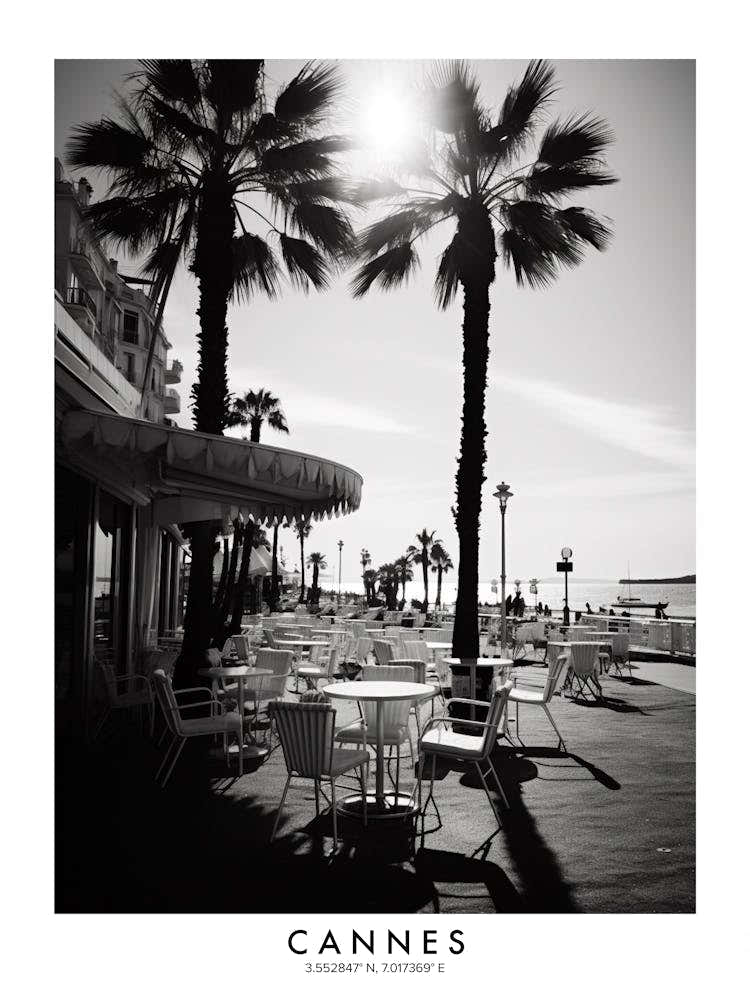 Poster Of Cannes, Black And White Analogue Photograph 1