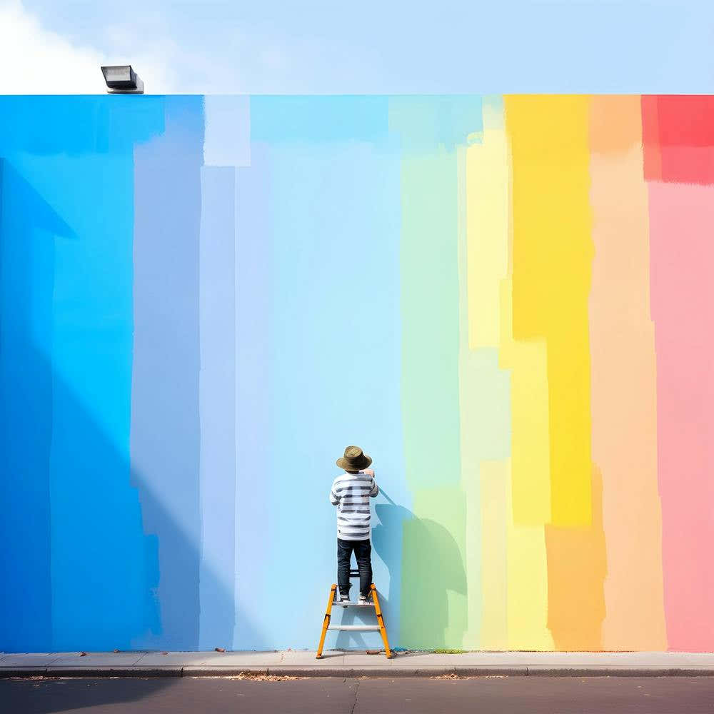 Rainbow Painted Wall