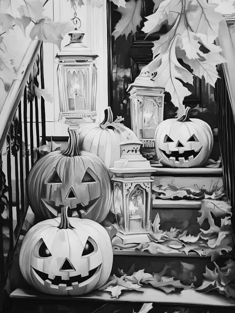 Pumpkins On The Steps