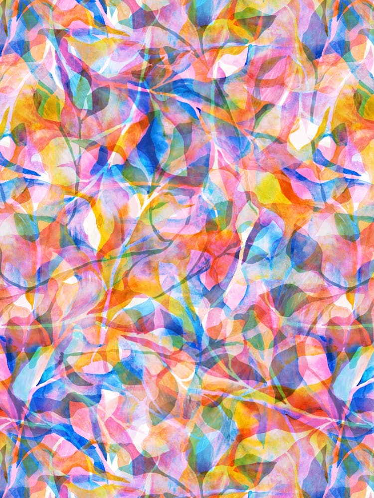 Watercolour Painted Foliage - Rainbow