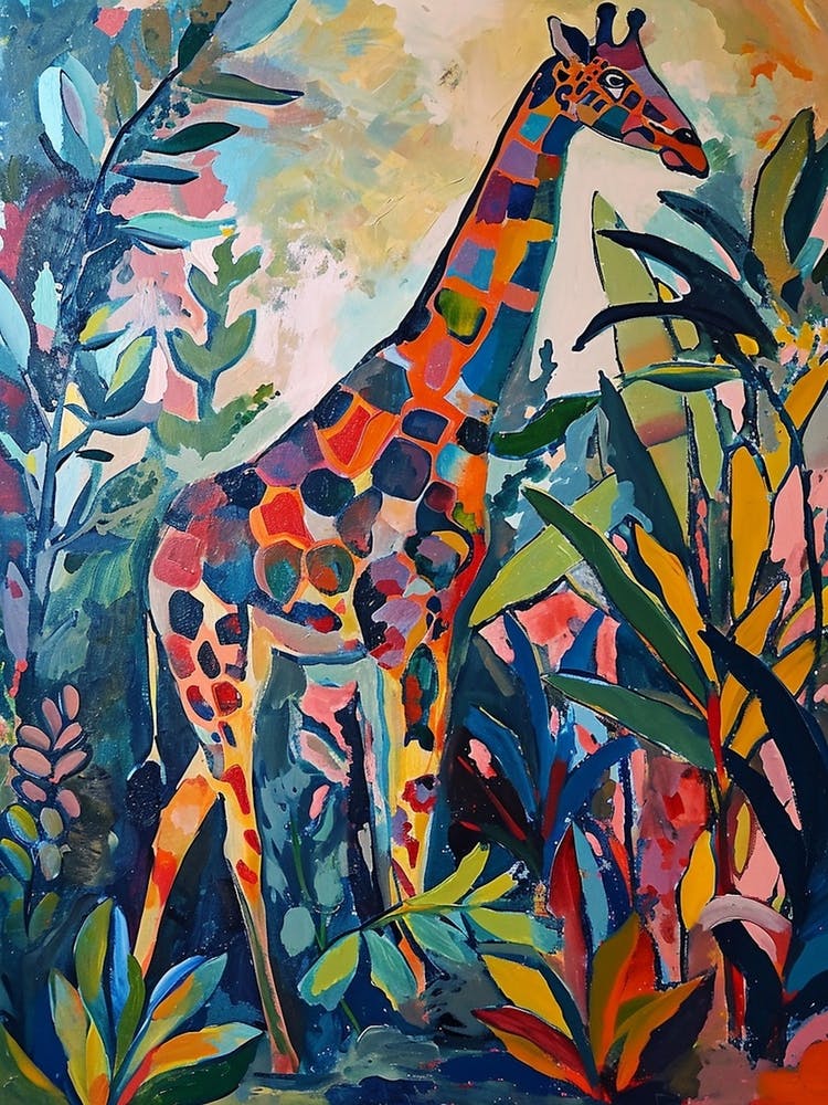 Colourful Giraffe In The Plants 3