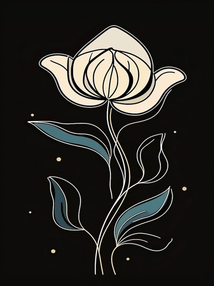 Line Art Tulips Flowers Illustration Neutral 17