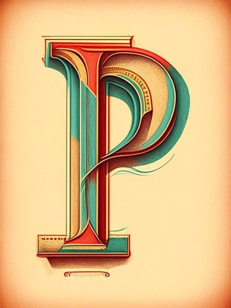 P, Letter, Alphabet Vintage Sketch 1