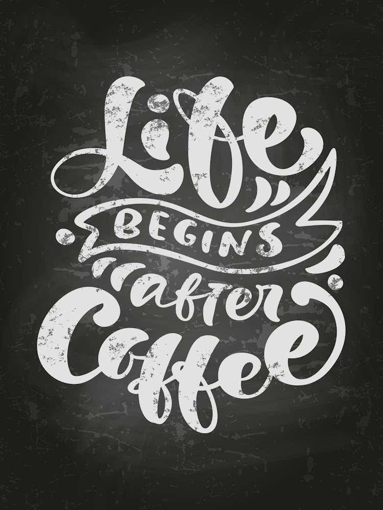 Life Begins After Coffee — coffee poster, kitchen art print, kitchen wall decor 1
