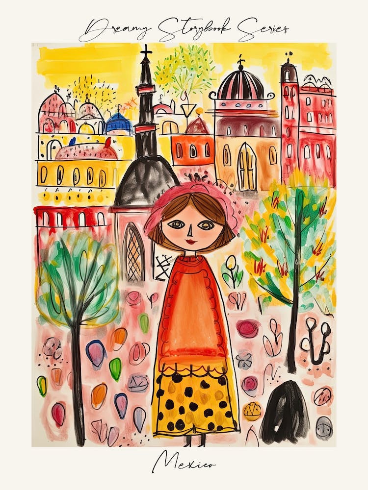Poster Of Mexico, Dreamy Storybook Illustration 4