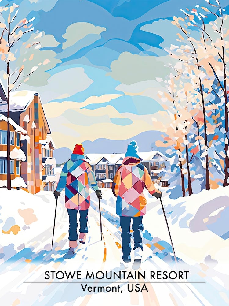 Stowe Mountain Resort   Vermont Usa, Ski Resort Poster Illustration 2
