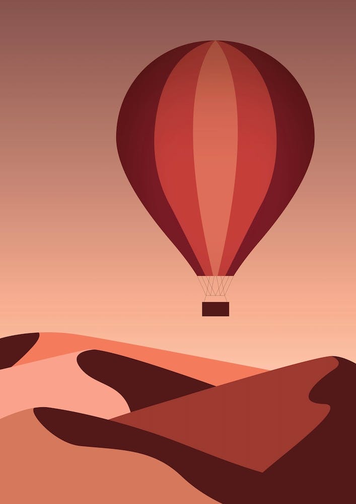 Hot Air Balloon In The Desert