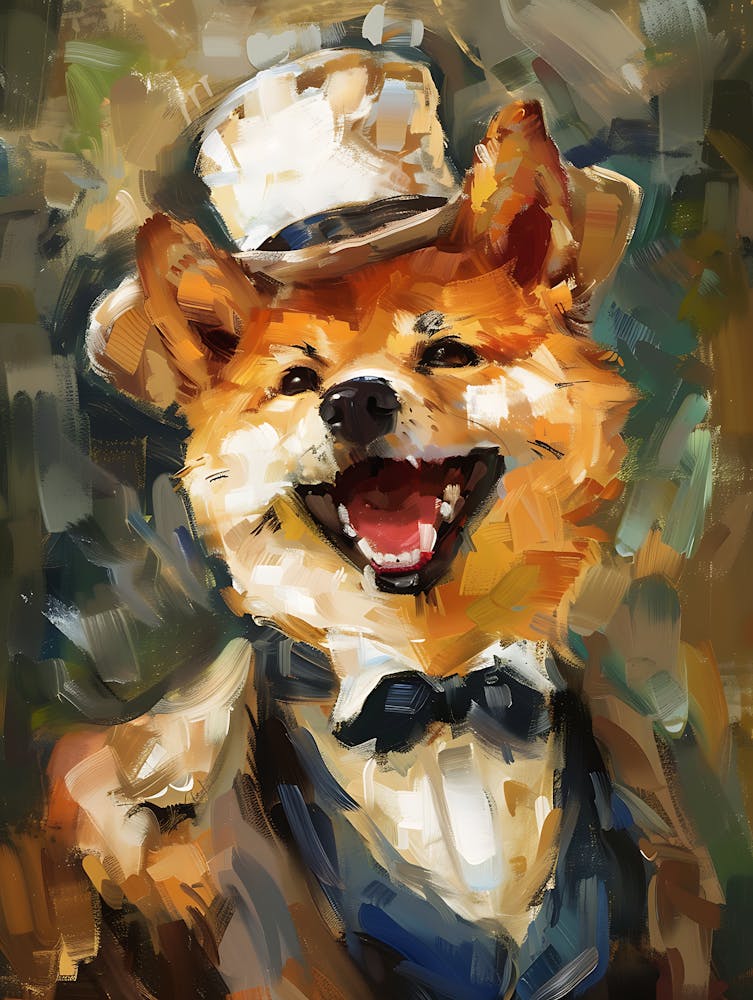 Oil Painting Smiling Shiba Inu 6
