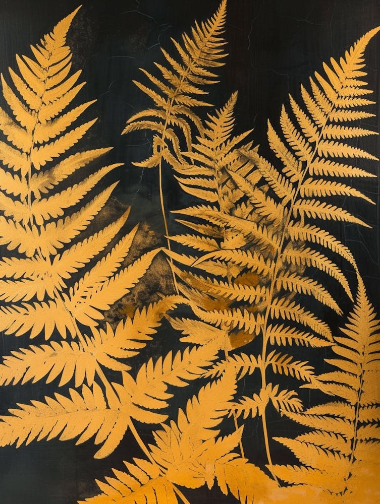 Golden Leather Fern Painting 1