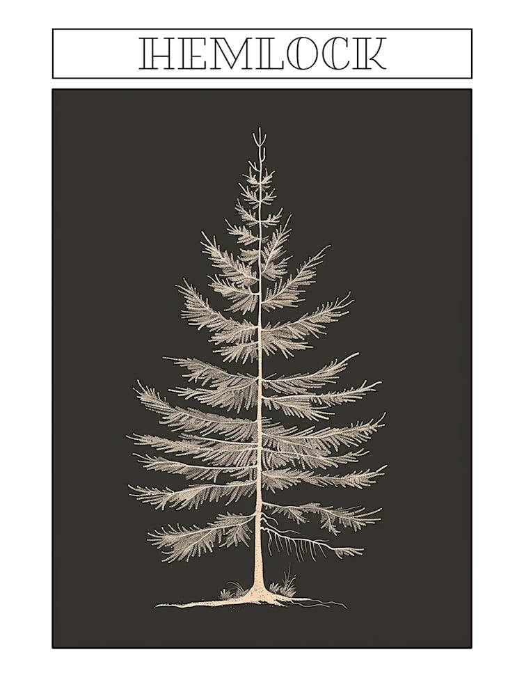 Hemlock Tree Minimalistic Drawing 1 Poster