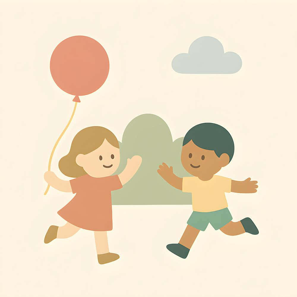 Minimalist Kids Playing Wall Art – Soft Pastel Nursery Printable – Happy Childhood Illustration – Playroom Decor