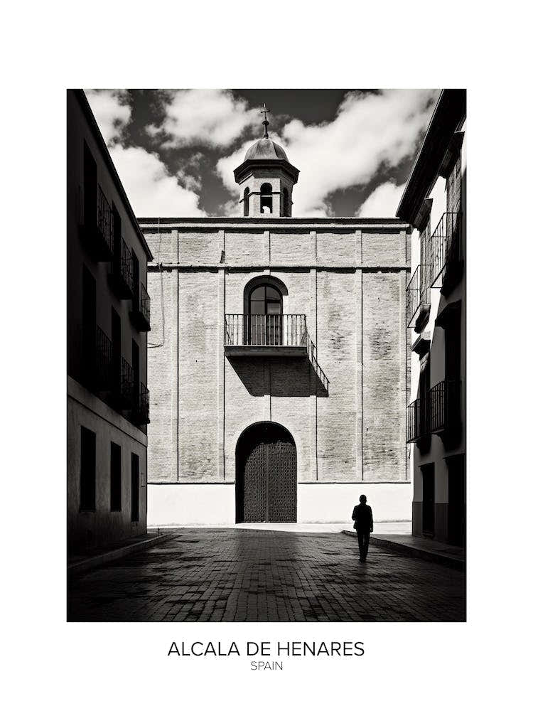Poster Of Alcala De Henares, Spain, Black And White Analogue Photography 1