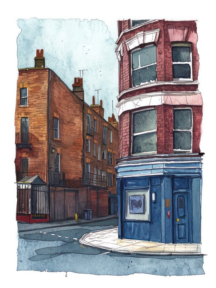 Hackney London Borough   Street Watercolour 11