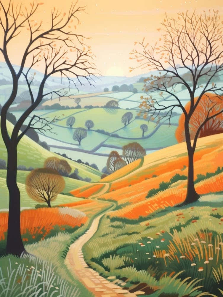 Peak District National Park England 2 Hike Illustration