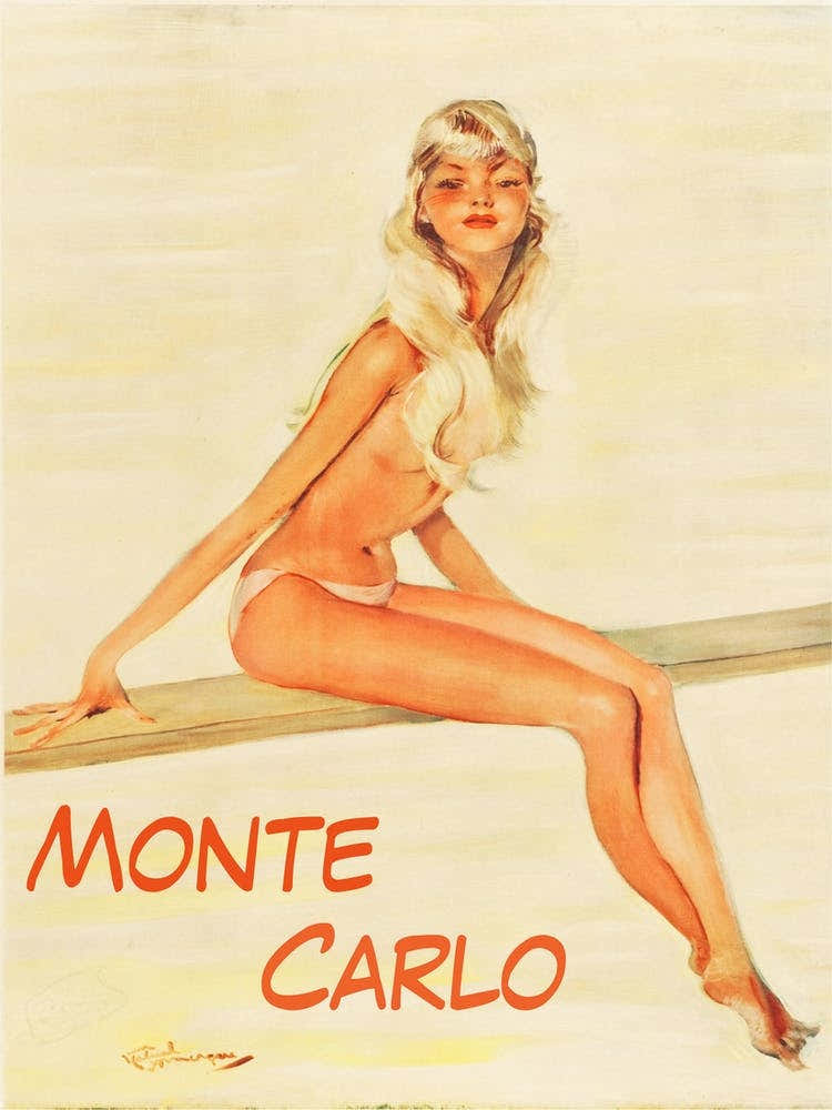 Monte Carlo , Pin Up Girl On The Beach