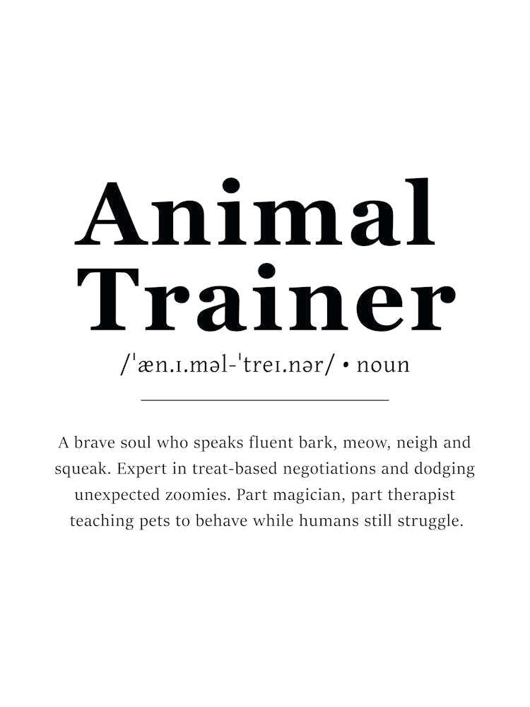 Animal Trainer Definition Poster - Dictionary