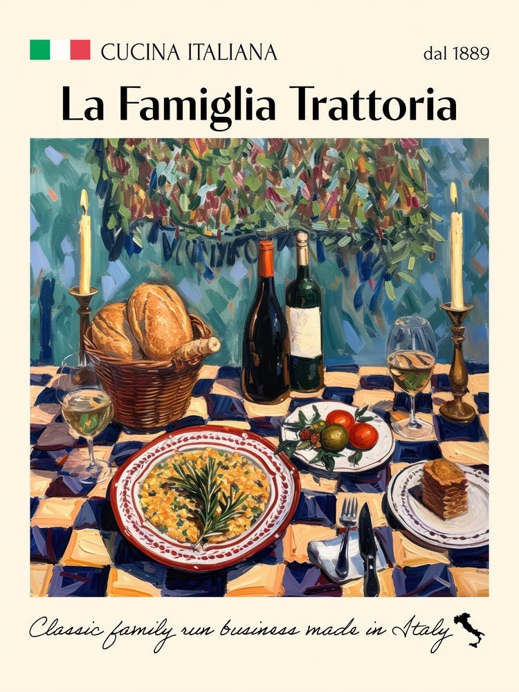 La Famiglia Trattoria Trattoria Italian Poster Food Kitchen