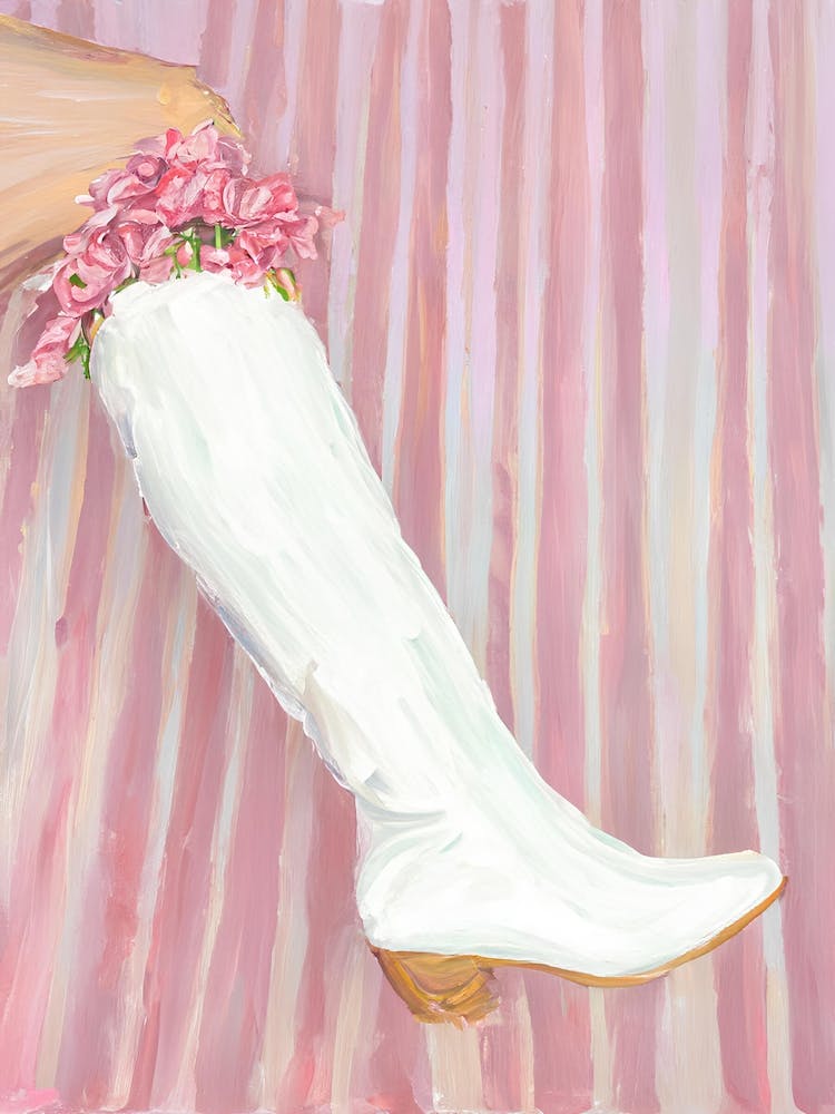 White Boots With Flowers