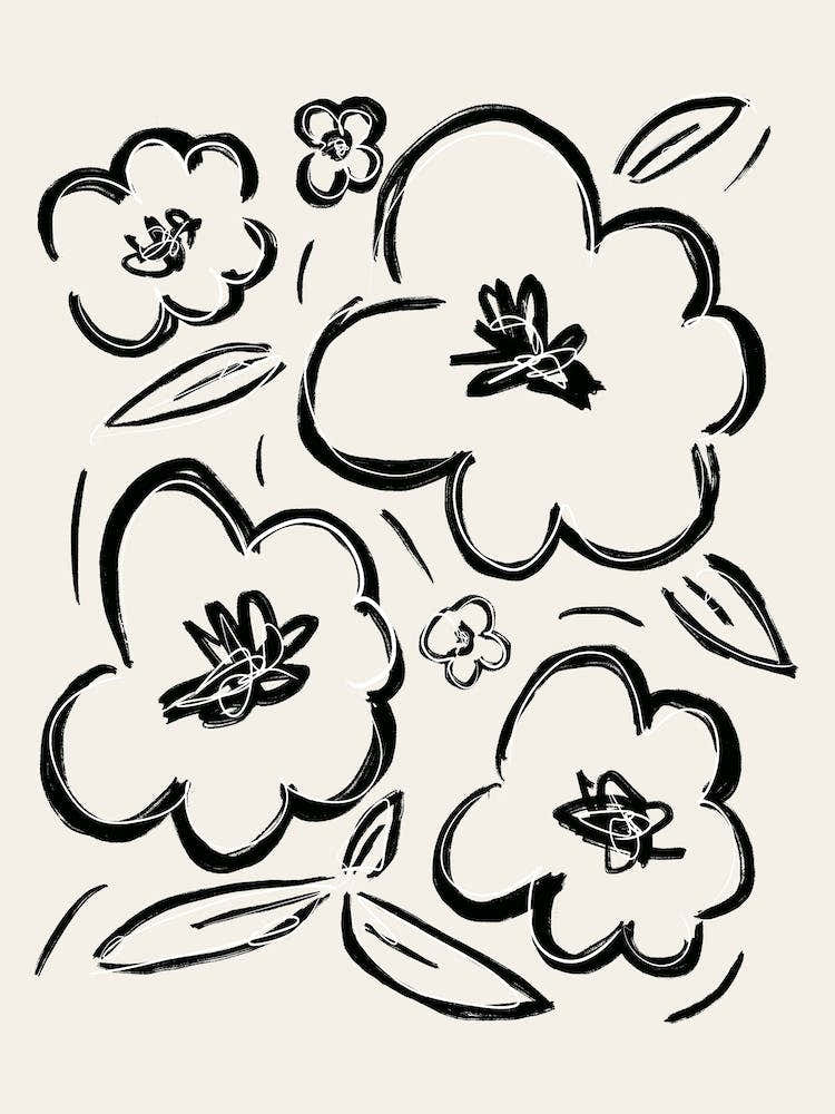 Flower Sketch 2 Black White