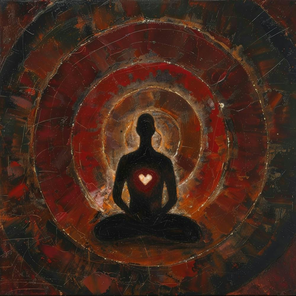 Meditating Man With Heart