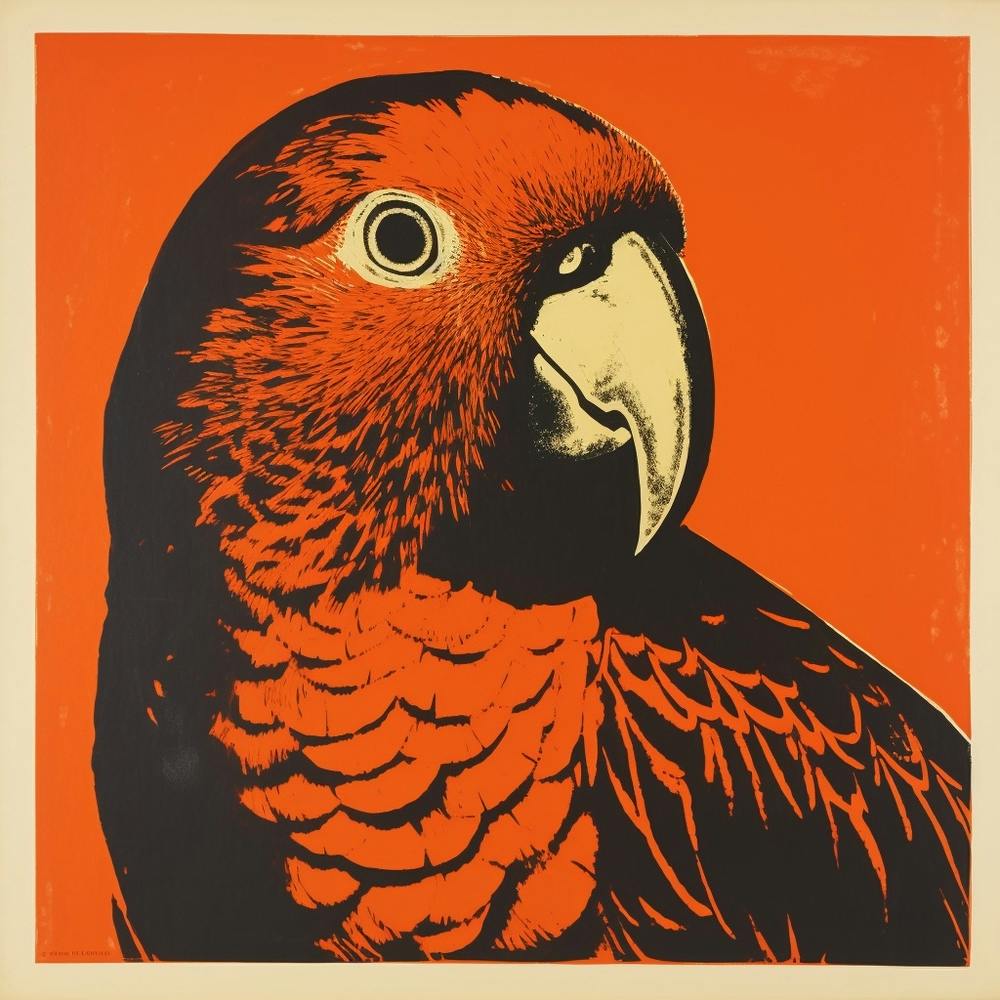 Retro Bird Lithograph Parrot 2