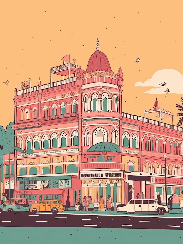 Chennai India Travel Illustration 1
