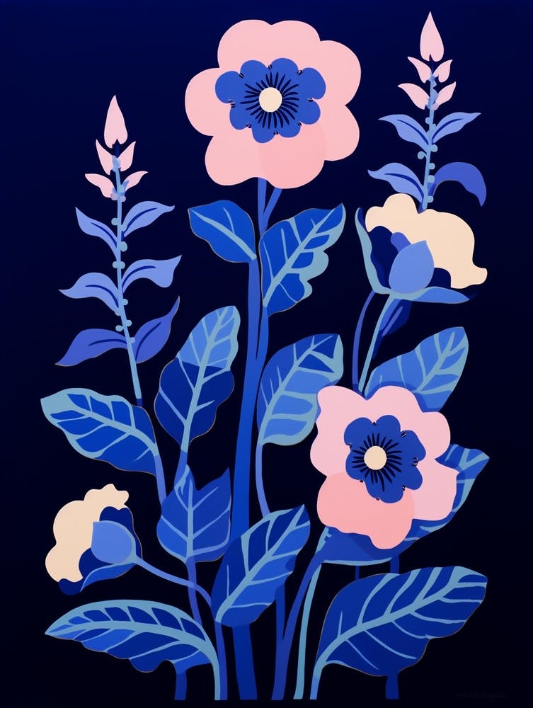 Blue Flower Illustration Foxglove 2