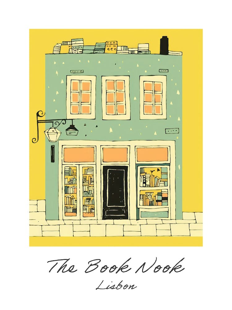 Lisbon The Book Nook Pastel Colours 1 Poster