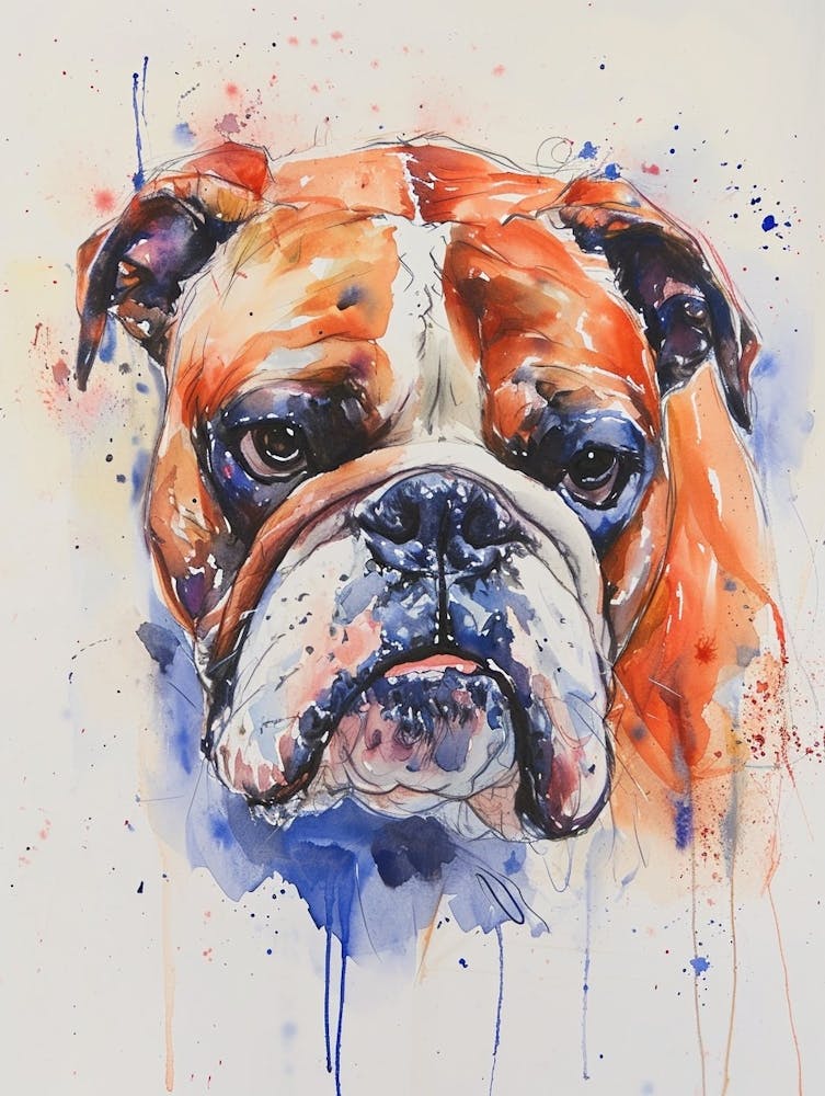 Bulldog Watercolor Painting 2