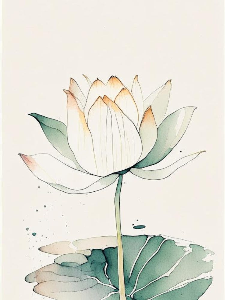 Early Lotus Minimal Watercolour 2