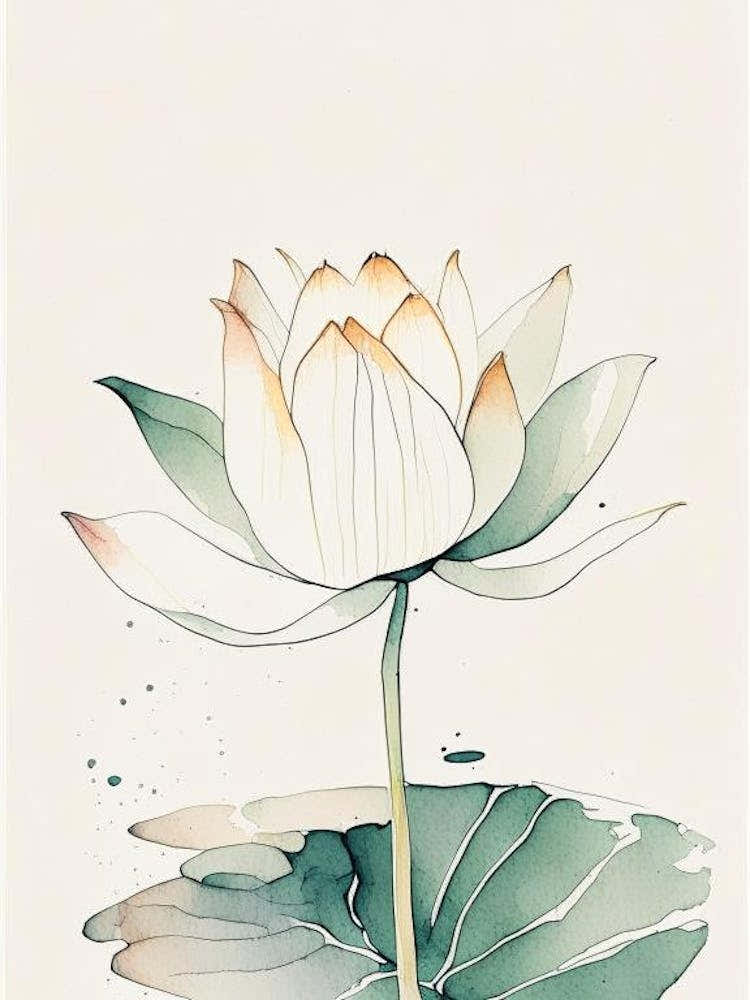 Early Lotus Minimal Watercolour 2