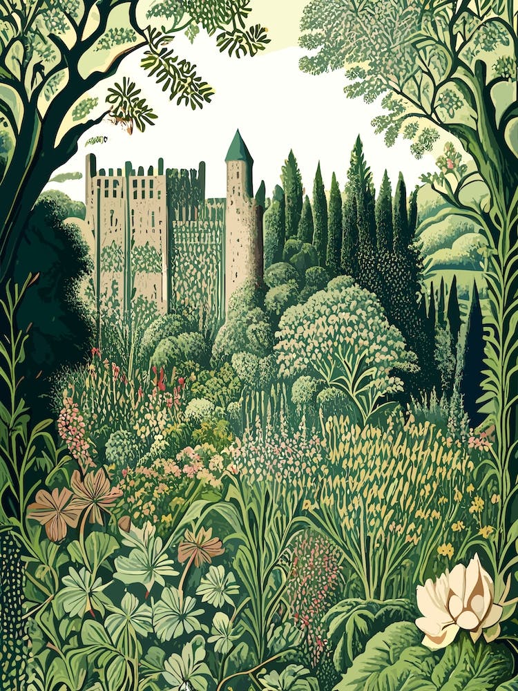 Powys Castle And Garden, United Kingdom Vintage Botanical