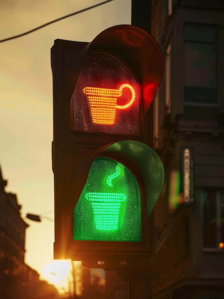 Traffic Light With Coffee Cup