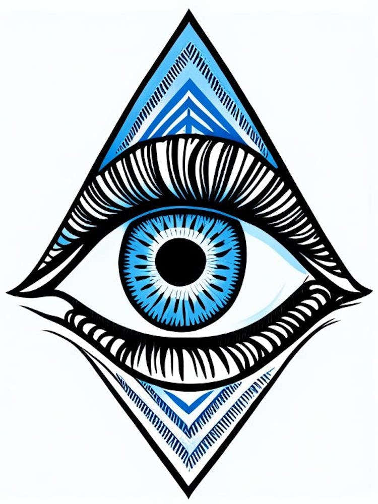 Third Eye Symbolism, Symbol, Third Eye Blue & White 4