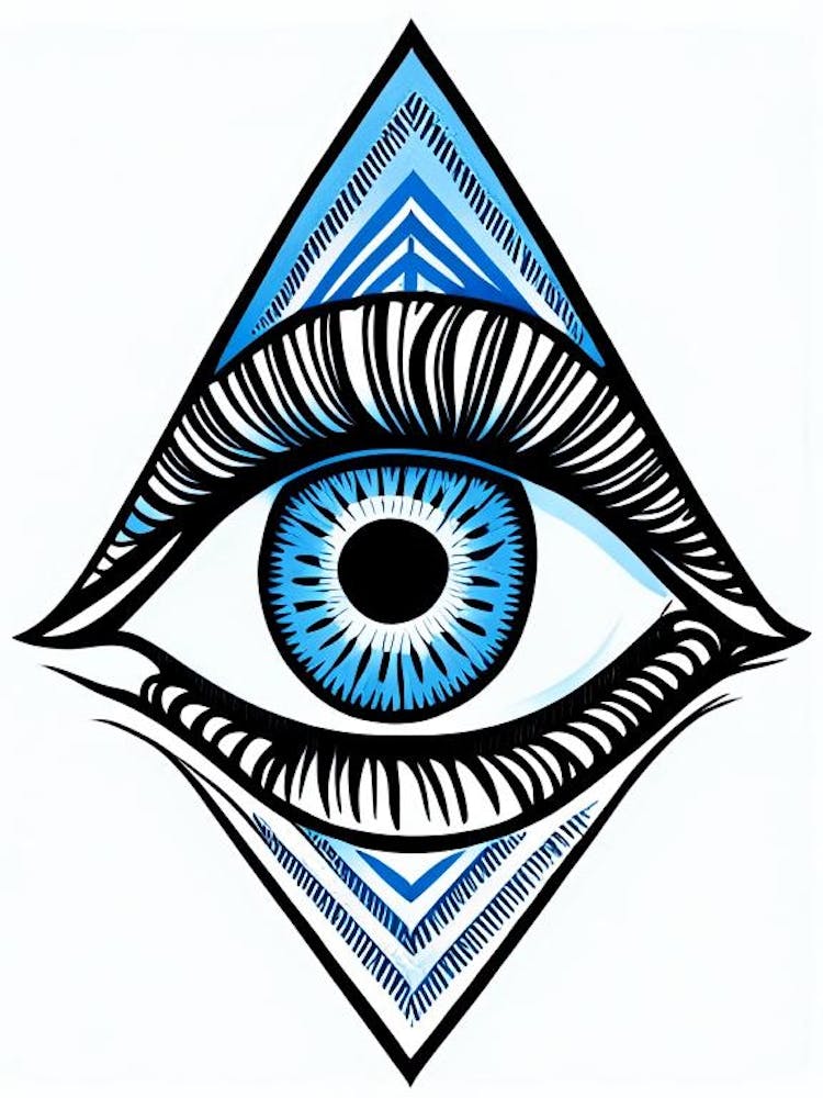 Third Eye Symbolism, Symbol, Third Eye Blue & White 4
