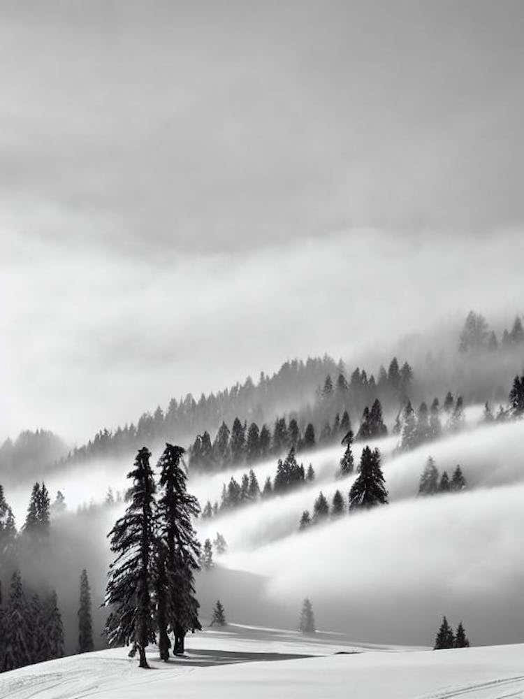 Pitztal, Austria Black And White Skiing Poster