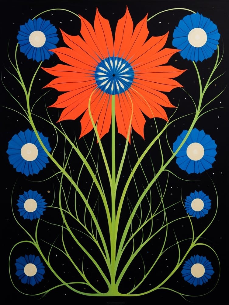 Nigella 7 Hilma Af Klint Inspired Flower Illustration