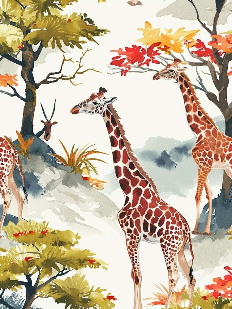 Giraffe Watercolour Pattern 1