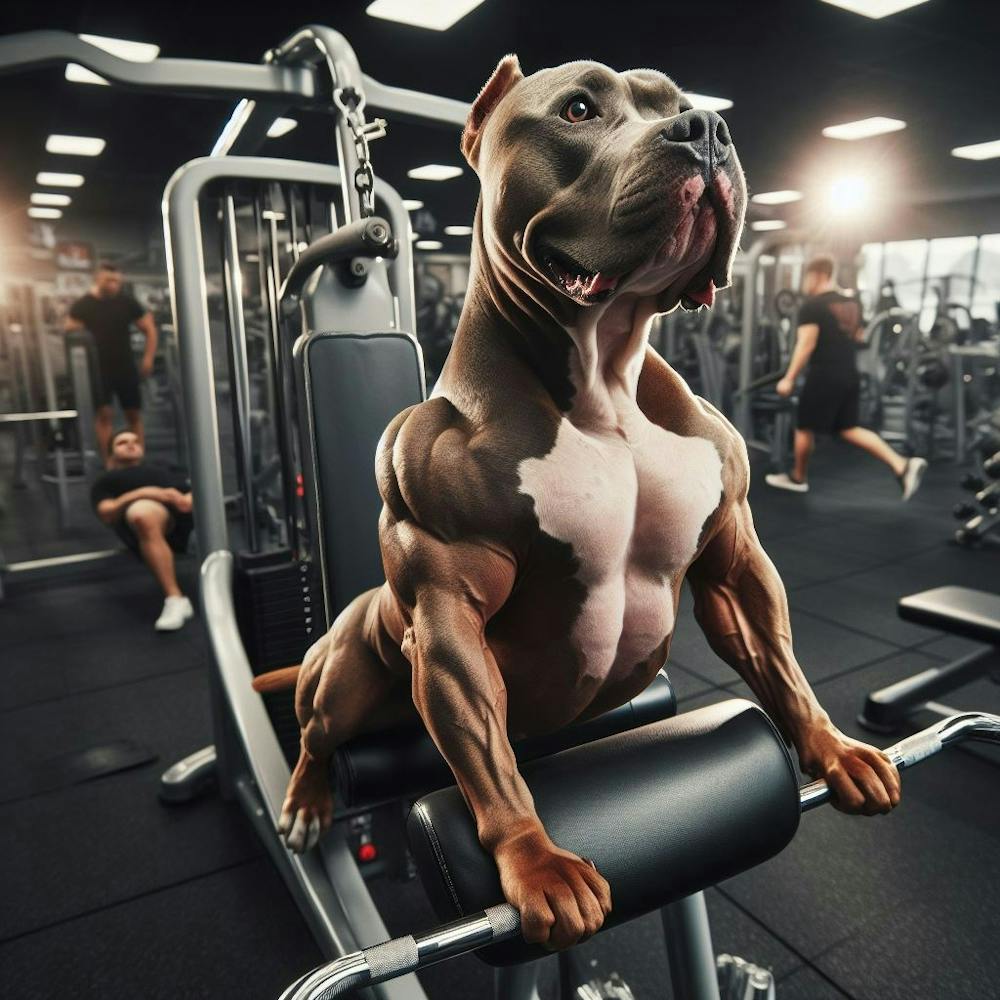 Pit Bull Dog In The Gym