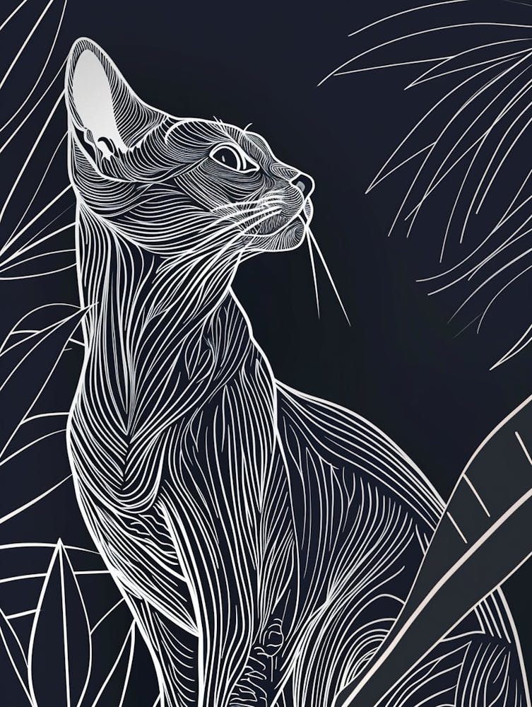 Singapura Cat Minimalist Illustration 2