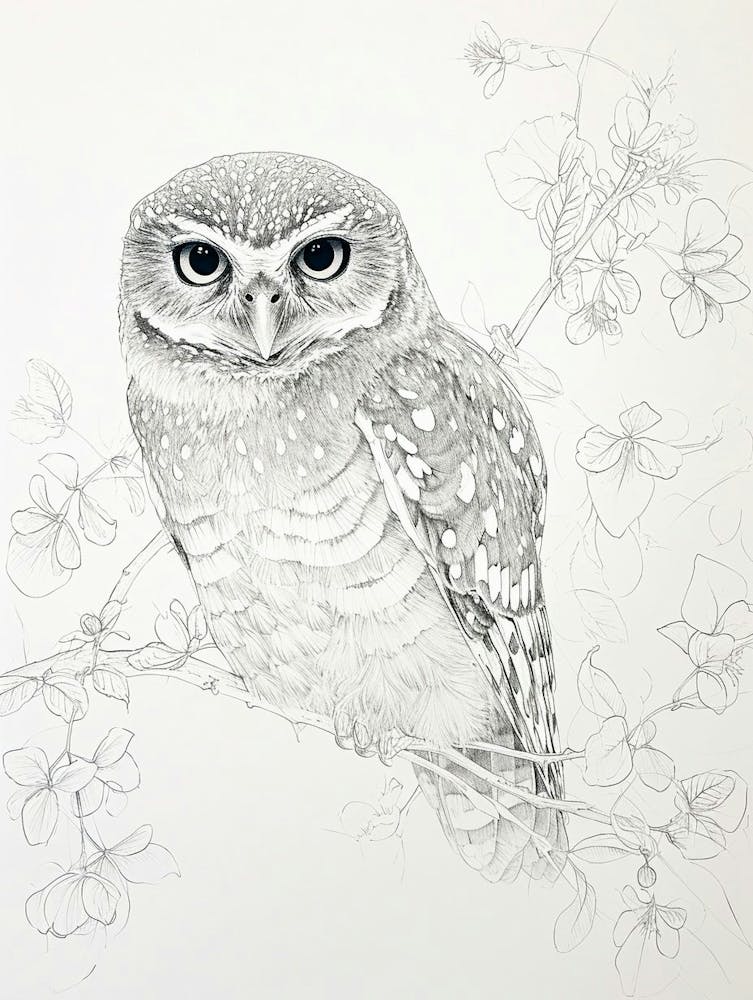 Northern Pygmy Owl Drawing 1