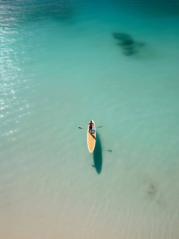 Man Paddles A Kayak