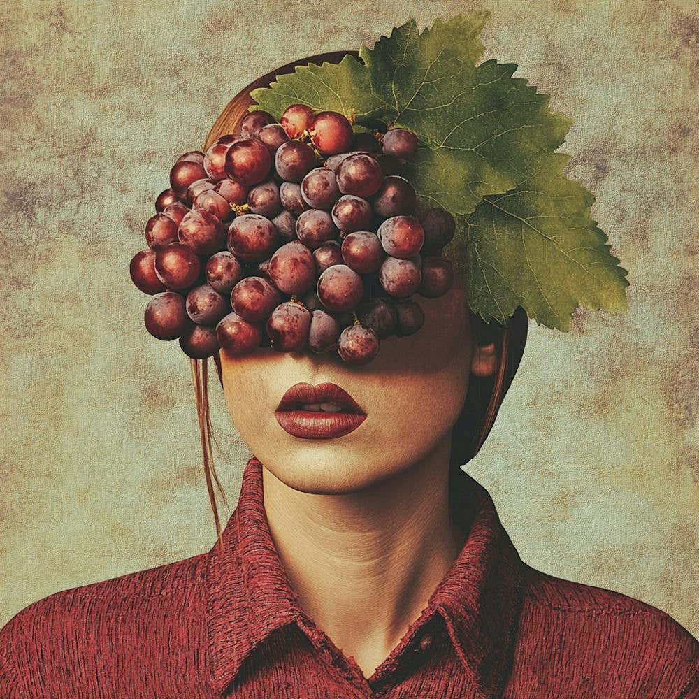 Grapes On Woman'S Face