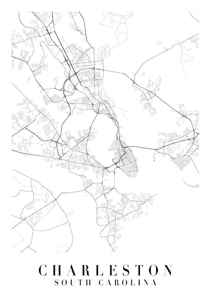 Charleston South Carolina Street Map Minimal