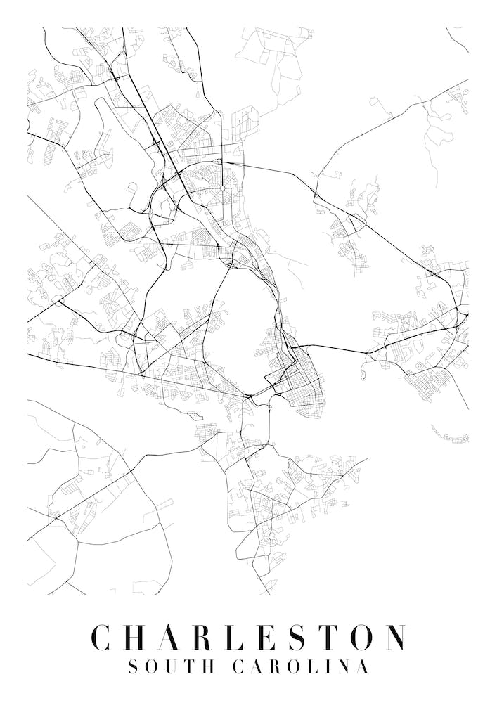 Charleston South Carolina Street Map Minimal